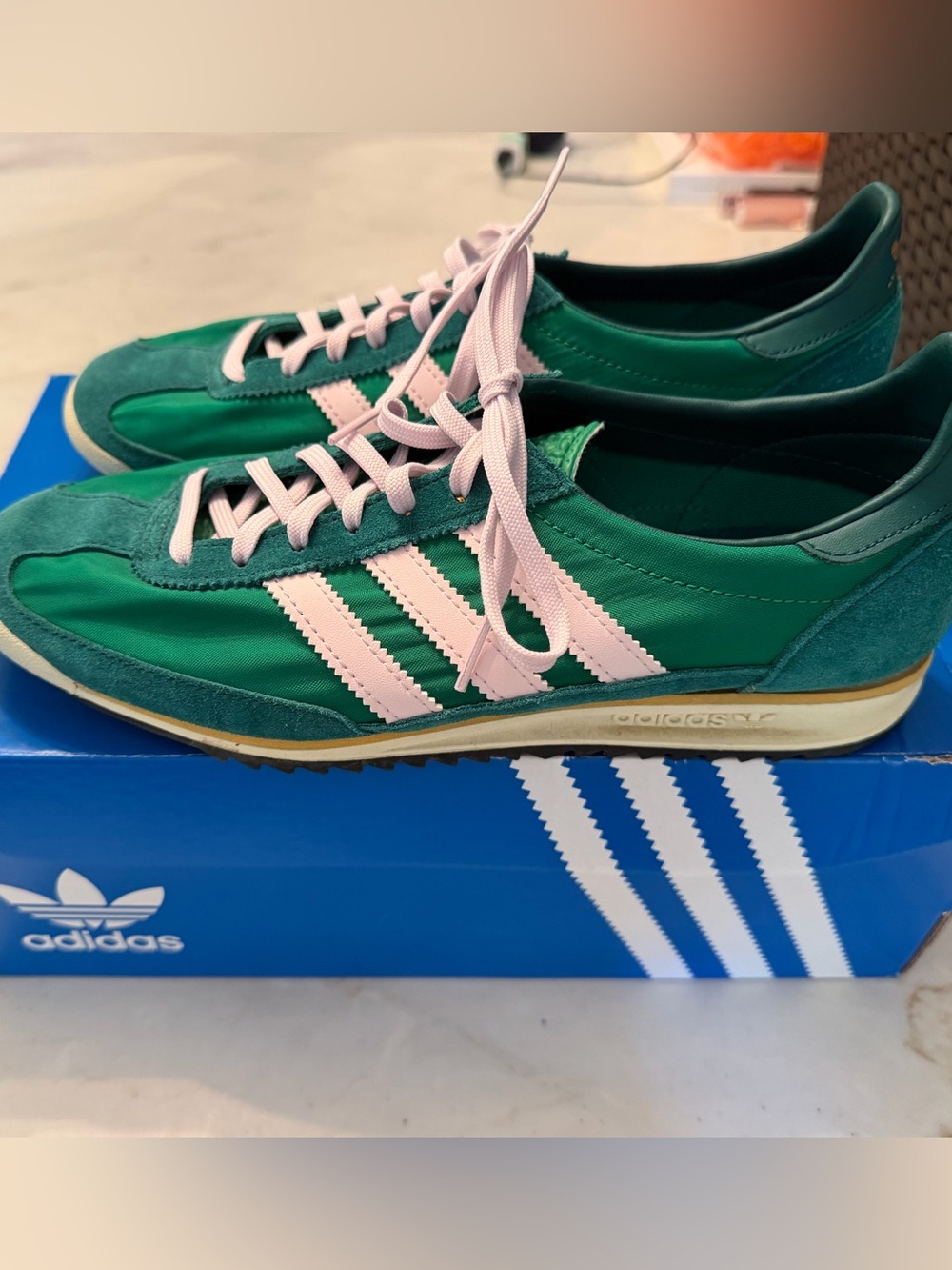 adidas Green and White SL 72 OG Low-Top Sneakers
